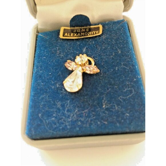 Roman Birthstone Angel Pin June Alexandrite Wings, Crystal Body in original case - Picture 9 of 9